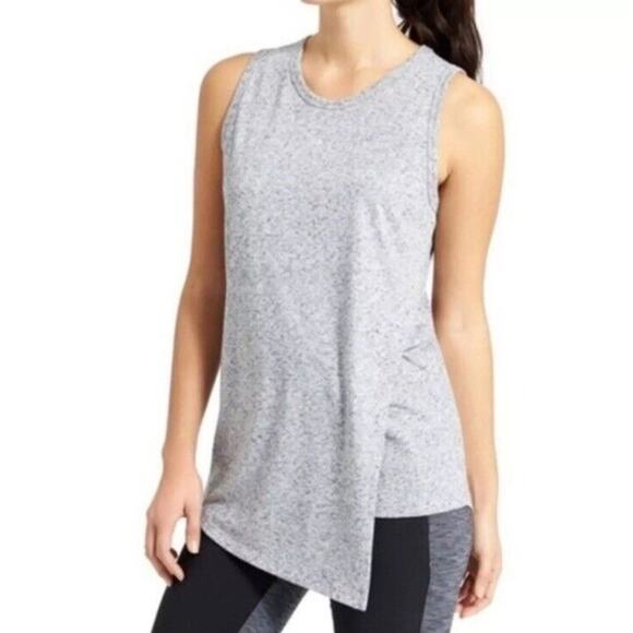 Athleta XXS Women Heather Gray Crossover Getaway Workout Layered Tank Top 12-24 - Picture 1 of 9